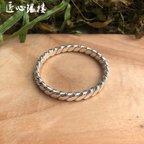 Silver bracelet male and female S999 foot silver jewelry couple custom handmade twist silver bracelet closed retro glossy