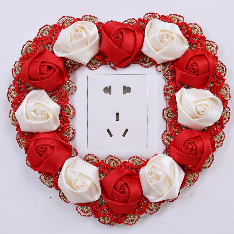 Ten home switch stickers fabric Korean pastoral style switch cover fabric wall stickers punching promotion