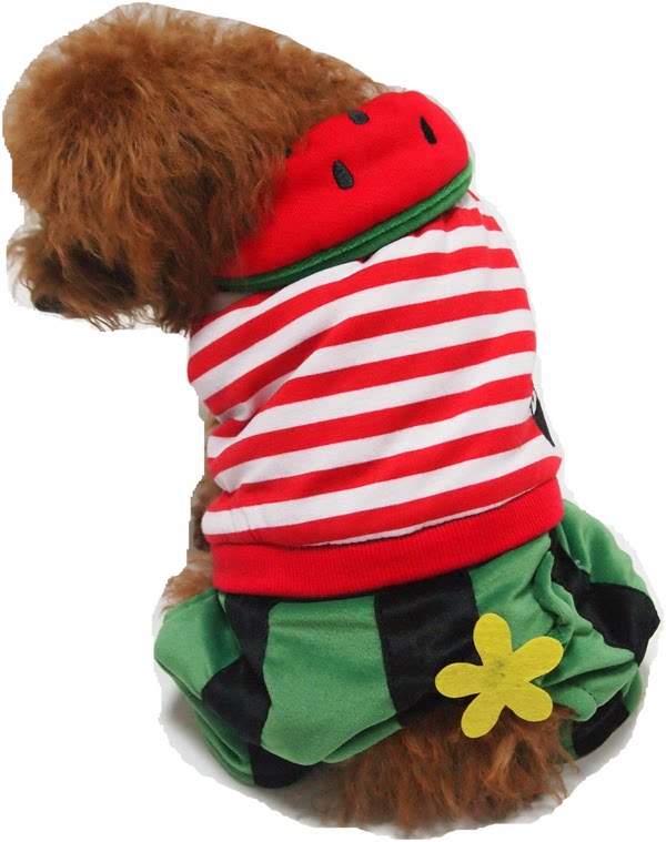 Dog Clothes Winter Clothes Poodle Teddy Puppy Pet Dog Clothes Four-legged Red and White Striped Cotton