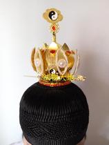 DaojiaSupplies Taoist hat Lotus Crown Horse Tail Hat Hexagonal Hat Dowels Tai Chi Lotus Crown Positive One High Work Cap