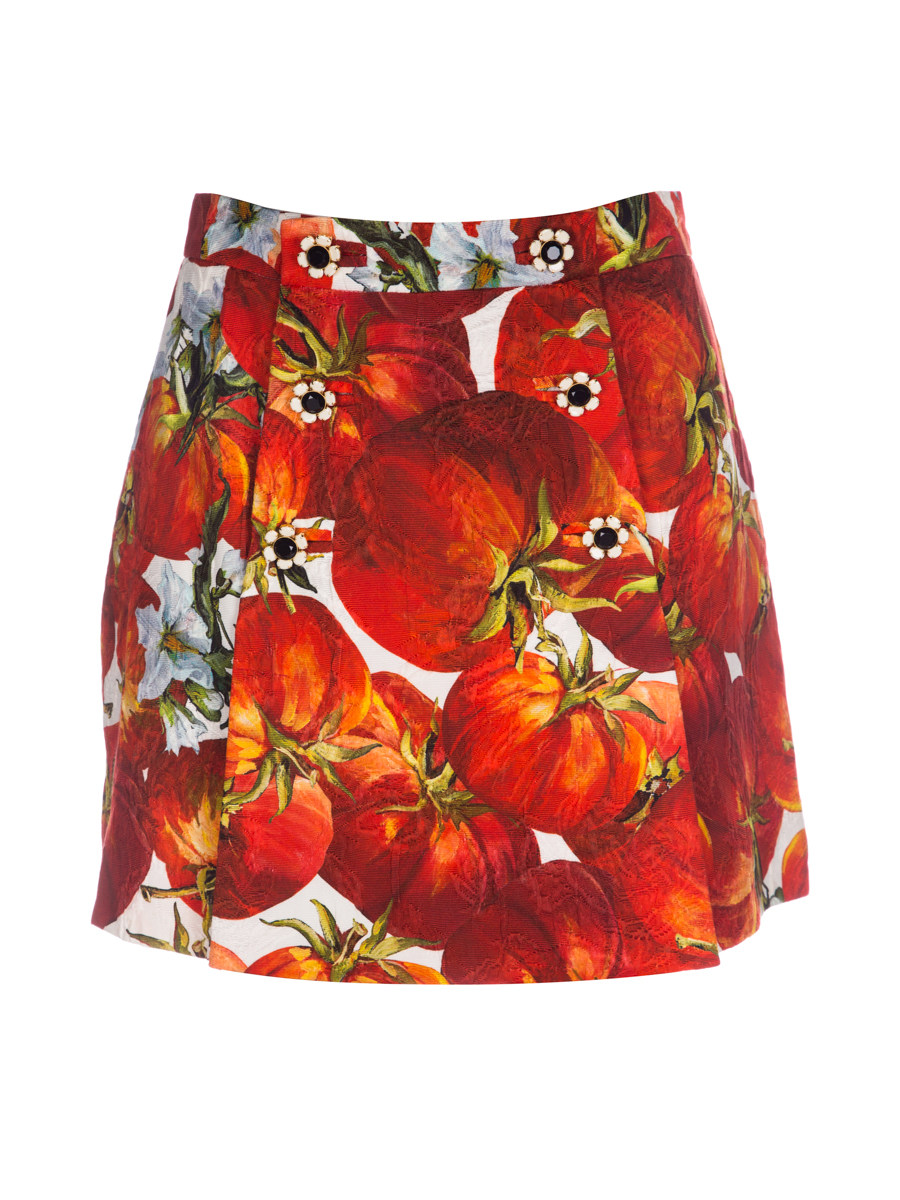 Dolce&Gabbana 拼色西红柿印花半身裙