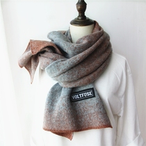 Mixed color wool scarf imitation cashmere thickened double-sided warm scarf student couple scarf female Korean autumn and winter New