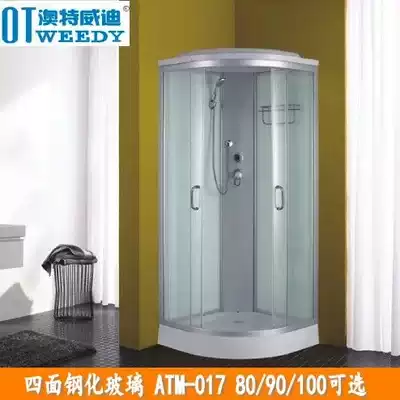 Explosive special offer integral shower room with bathtub dual-use steam fan-shaped integral bathroom glass bath room 017 