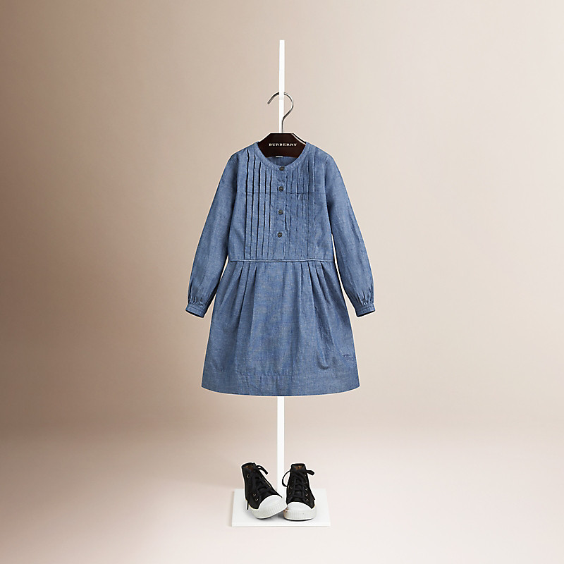 Burberry博柏利 褶饰棉质衬衫式连衣裙 39979211