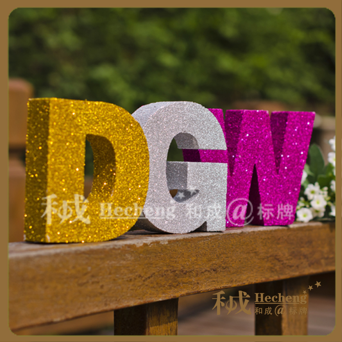 Gold powder foam word opening word background word stereoscopic foam word wedding silver pink word wedding celebration bright flash word stage word