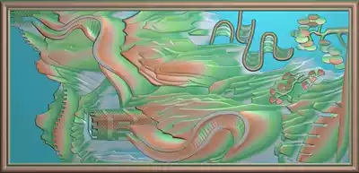 Fine carved map relief map Wanli Great Wall landscape auspicious clouds Sun Hua watch pine Crane