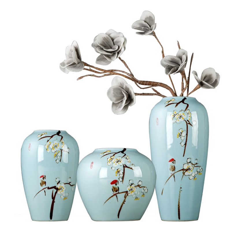 Modern new Chinese style three - piece furnishing articles of jingdezhen ceramics, vases, flower arranging zen sitting room porch decoration