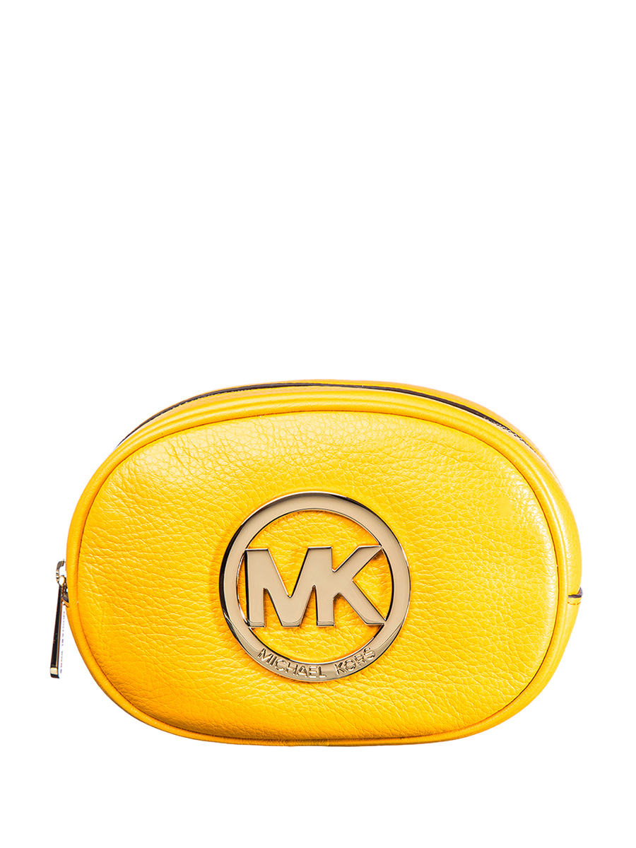 Michael Kors FULTON系列柠檬黄金属Logo装饰便携包