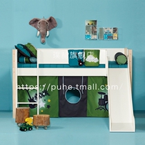 Childrens bed with slide bed solid wood bed multifunctional boy half-height bed combination single bed Korean children high and low bed