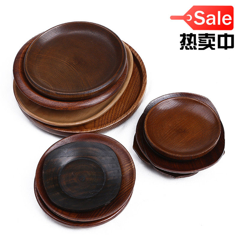 Day Style Small Wood Dish Wood Fruit Tray Seasoned With Specialty Saucer Wood Creative Bony Dish Wooden Cutlery Round Plate