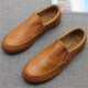 New style low-top slip-on casual men's leather shoes autumn simple all-match men's shoes black business work shoes