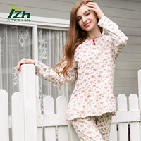 Tzh Tianzhu sợi tre mùa thu đông Bộ đồ ngủ nữ mới dễ thương ngọt ngào cổ tròn dài tay cotton phục vụ thoải mái thời trang đồ bộ
