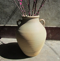 Yunnan TuTao Dali Distinctive Handmade Earth Pottery Jar Home Flower Arrangement Coarse Pottery Flower Ware Double Earthen Clay Pot Art Pendulum