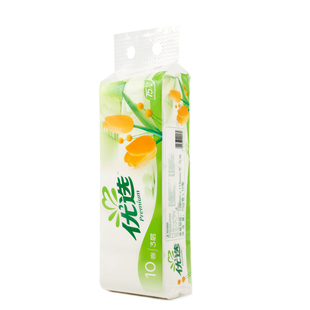 【天猫超市】心相印卷纸 优选系列无芯卫生卷纸巾3层75g*10卷长卷