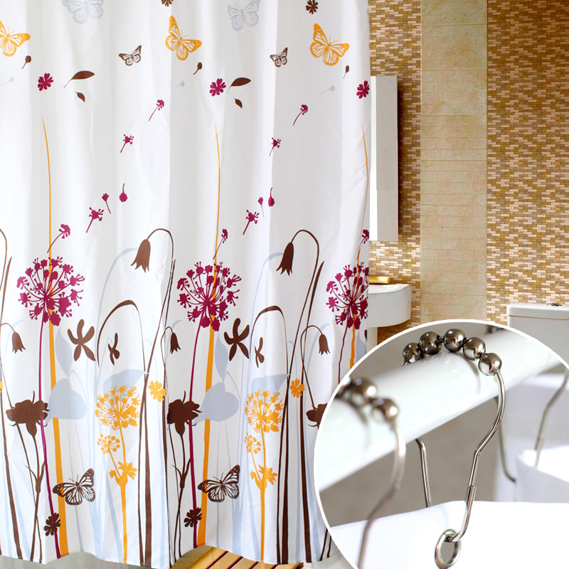  Dandelion shower curtain powder room thickened polyester fiber cloth waterproof and mildew shower curtain cloth Copper button eye send hook