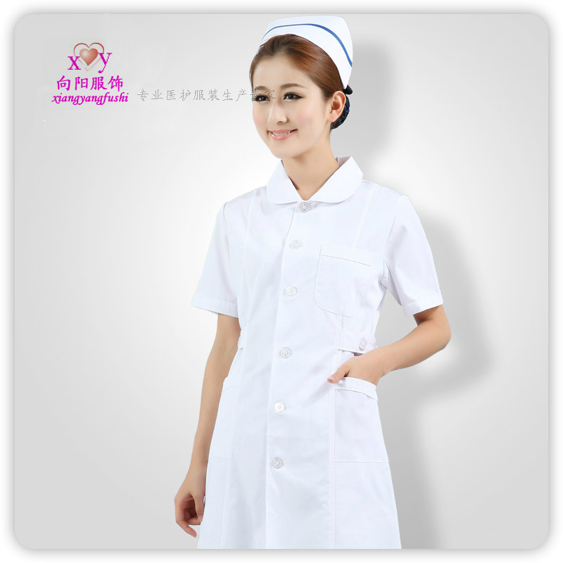 Baby collar nurse uniform summer dress long short sleeve doctor White Coat hospital pharmacy clinic work clothes White Blue Pink