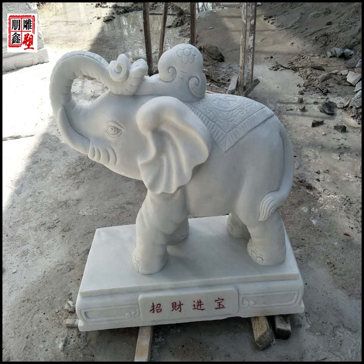 White marble carving elephant stone elephant door a pair of town house ornaments door pier hotel gatekeeper feng shui elephant lucky