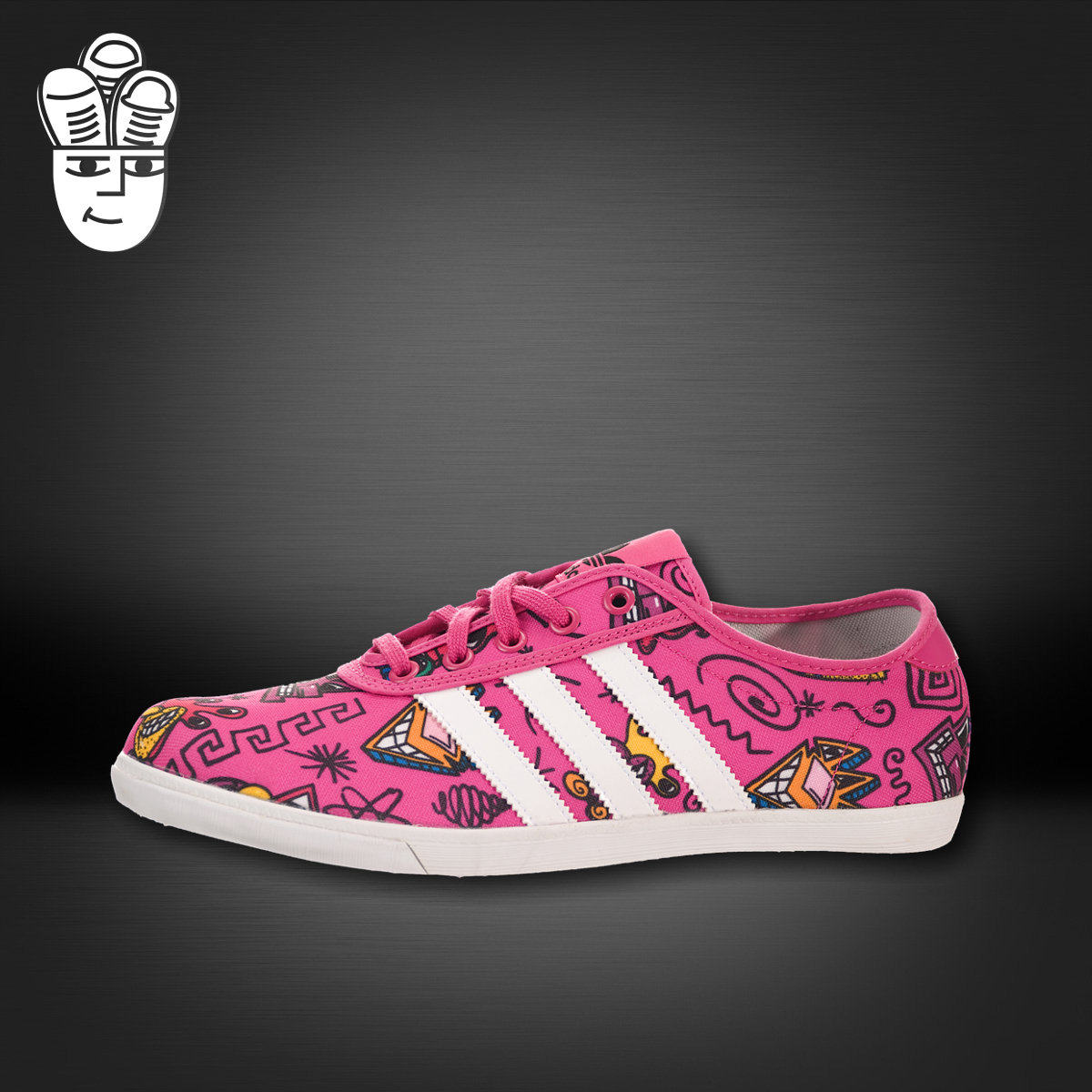 阿迪达斯Adidas Jeremy Scott 三叶草女子低帮板鞋 卡通印花限量