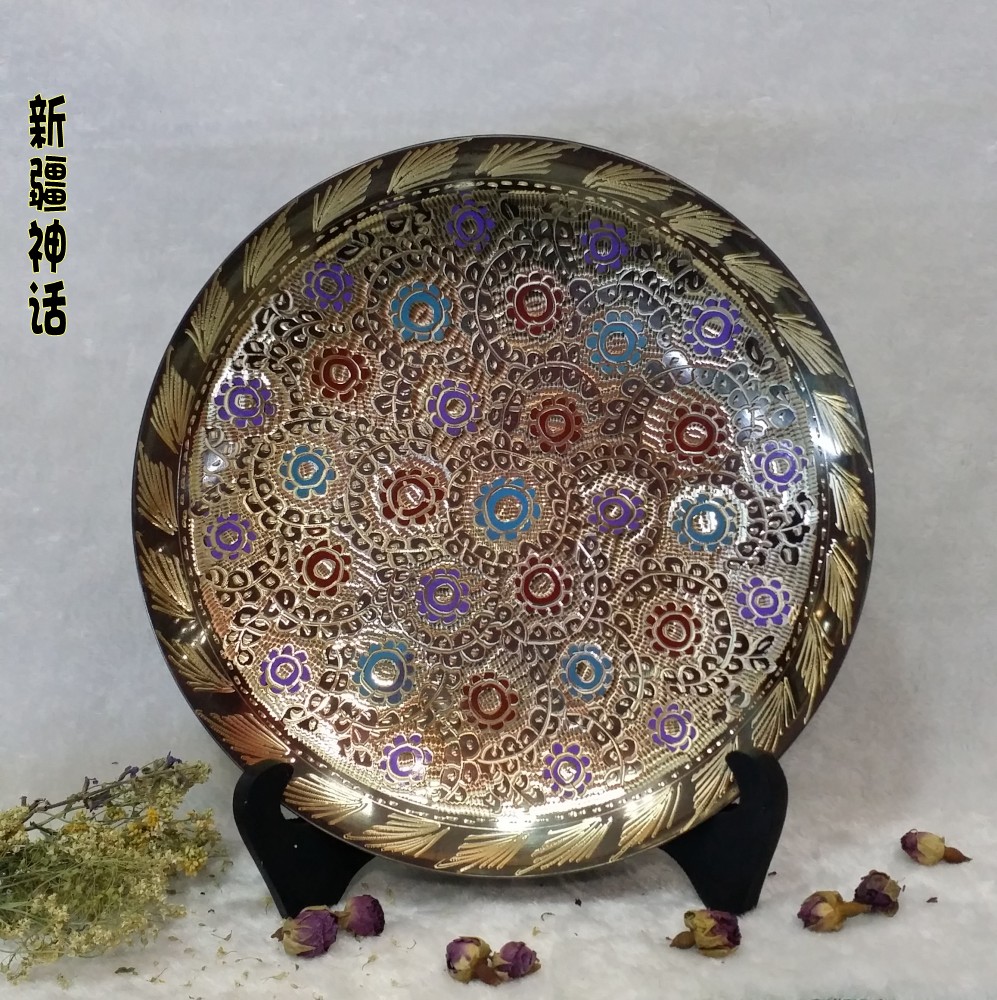Pakistani crafts bronze handmade colorful copper plate home ornaments study hotel entrance decoration