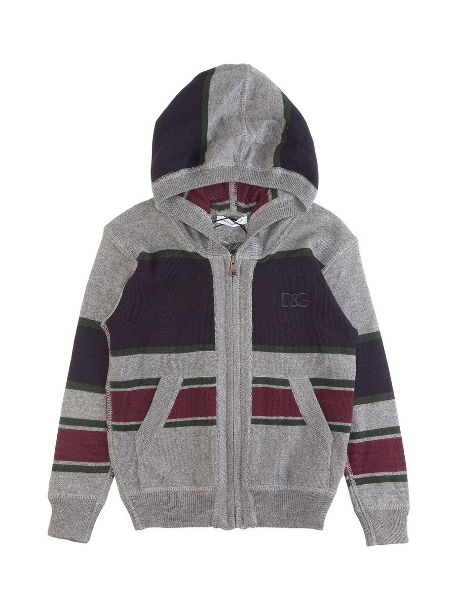 Dolce&Gabbana 灰色拼接连帽针织衫