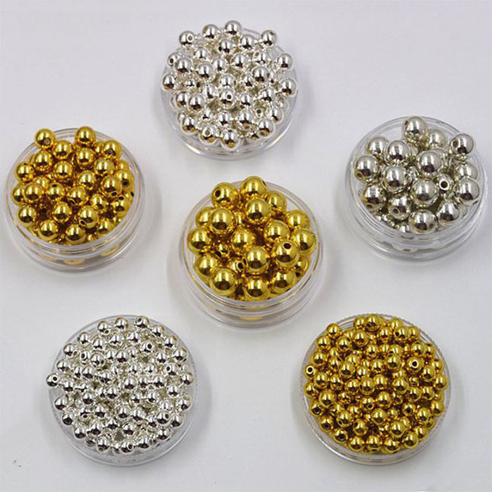 4.5.6.8.10mm Electroplated Gold Silver Beads Handmade DIY Jewelry Weaving Accessories Material Loose Beads Beads