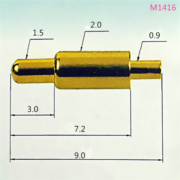 Over 3A current pogopin spring needle surface electroplating gold mobile phone battery probe conductive needle 2 0*9 0mm