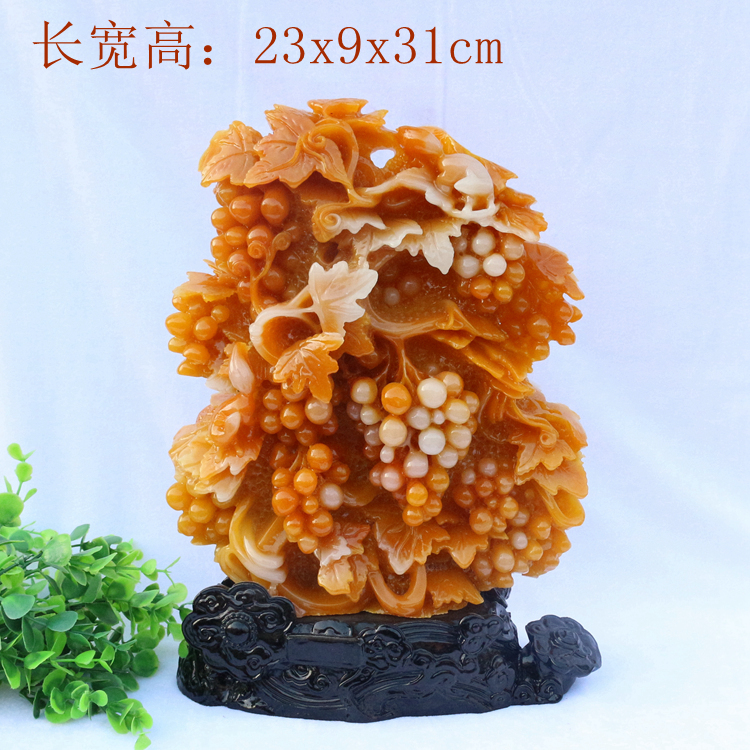 Yellow wax stone carvings Original stone ornaments Jade carvings imitation natural yellow dragon jade jade stone ornaments Descendants of all generations