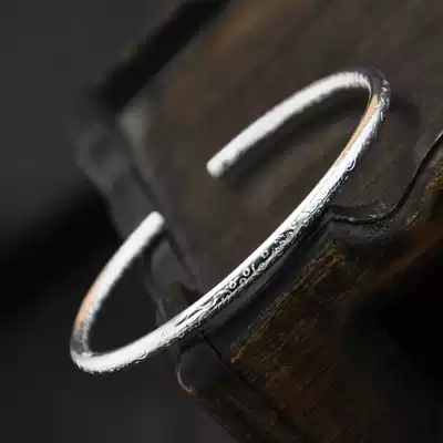Classic Dragon and Phoenix Chengxiang Bohemia Women's Miao Silver Bracelet Round Strip Carved Original Handmade Ethnic Jewelry