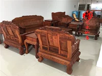 Nội thất gỗ gụ Miến gỗ hồng mộc Miến Bộ bộ 10 gỗ gụ phòng khách hội nghị sofa trái cây lớn bằng gỗ hồng lê - Bộ đồ nội thất bàn ghế phòng khách hiện đại