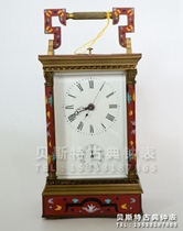 Clock cloisonne leather clock alarm clock four-function leather barrel clock classical pure copper hairspring pendulum antique clock