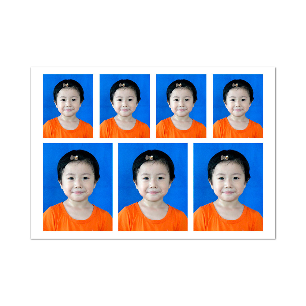 ID photo Self-adhesive ID photo A layout of seven small sheets, two inches, three sheets, one inch, four pieces of combination style