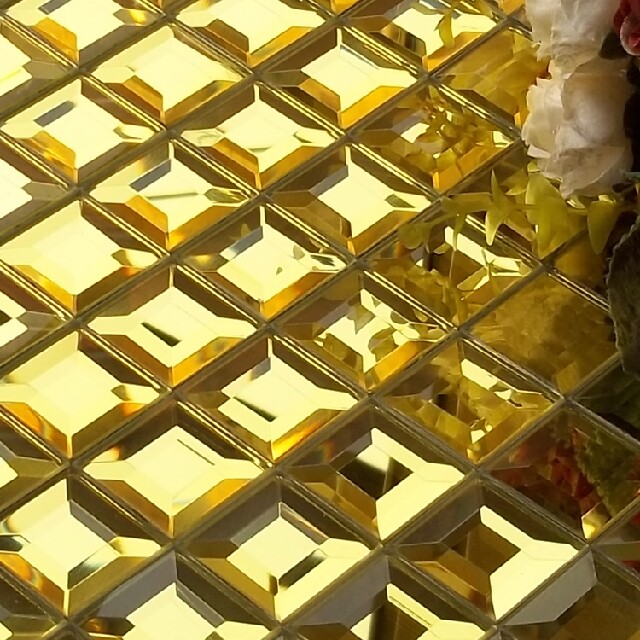 Five Faces Gold Mirror Polished Side Mirror Mirror Mosaic Glass Mosaic Small Love Rain 13 surface Drilled Surface Mosaic