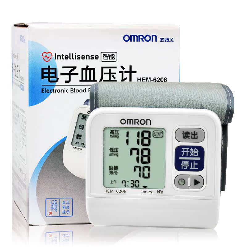 欧姆龙电子血压计腕式HEM-6208全自动家用智能测血压仪血压测量计