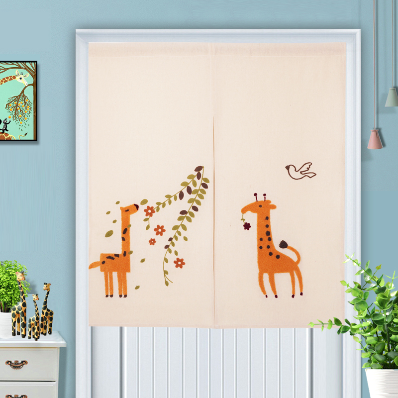 Little and fresh animal cotton kitchen half curtain fuel-anti-smoke bedroom partition window clothing shop test room curtain