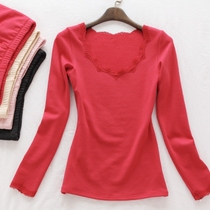 This Life Year Thickened LARGE COLLAR LOW COLLAR WOMENS UNDERWEAR PLUS SUEDE WARM SUIT WOMENS BEAUTY BODY AUTUMN CLOTHES AUTUMN PANTS RED COLOR