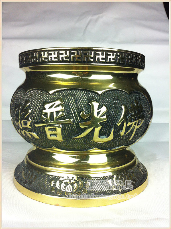 Taiwan Buddha's light shines pure copper incense burner large 100-character side high-quality for Buddha incense set lotus incense burner