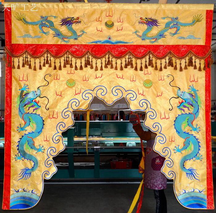 Law hall double dragon dragon tent two meters double dragon Buddha statue dragon tent Buddha tent dragon gate Buddha hall embroidery embroidery manufacturer custom-made god tent