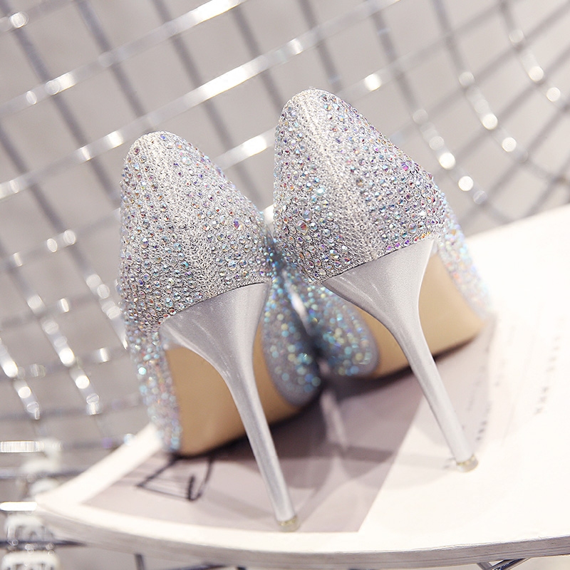 Golden wedding shoes crystal shoes wedding shoes high heels women 2020 new ins fairy net red fine with bridesmaid bride shoes