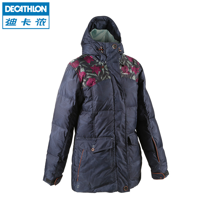 迪卡侬 女士滑雪服 拼色保暖防水羽绒服 户外滑雪衣羽绒服 WED'ZE