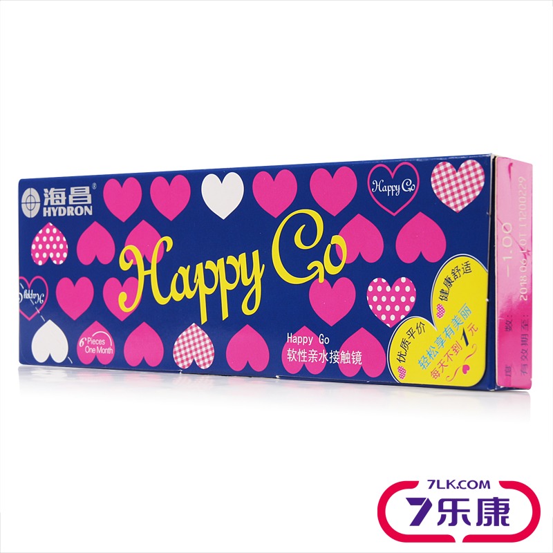 [买2送5]海昌Happy Go月抛6片装隐形近视眼镜水润舒适