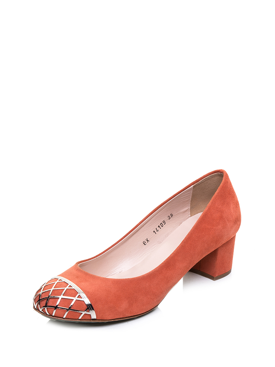 Roberto Botticelli 深橘色鞋头金属设计方跟鞋