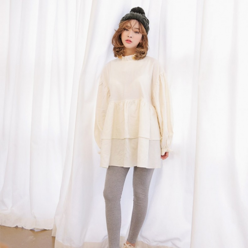 韩国stylenanda官方正品 可爱褶裥装饰迷你连衣裙-象牙色