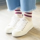 Joker Nhật Bản Two Bar Vớ Cotton sọc sọc vớ Hàn Quốc Đại học Wind Girls - Vớ sợi tre quần tất lót lông Vớ sợi tre
