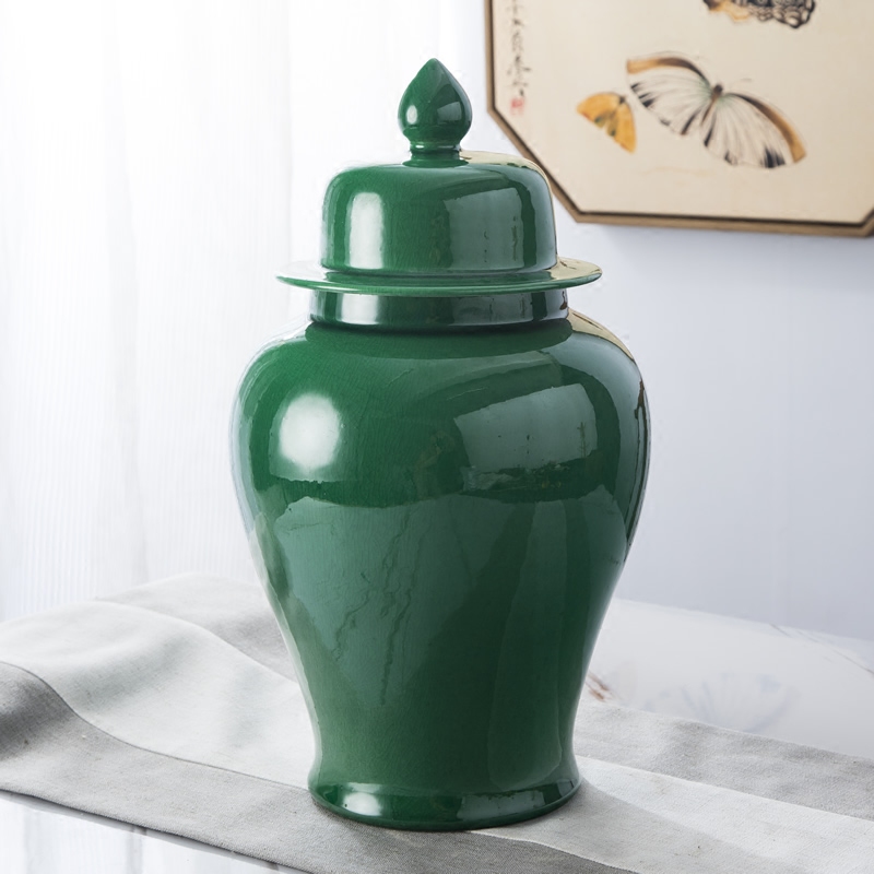 General jingdezhen ceramics green vase storage pot furnishing articles Chinese flower arranging household soft adornment sitting room