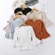 Early spring quarter-sleeved flared sleeve top for women versatile short slim base shirt tight white T-shirt for women
