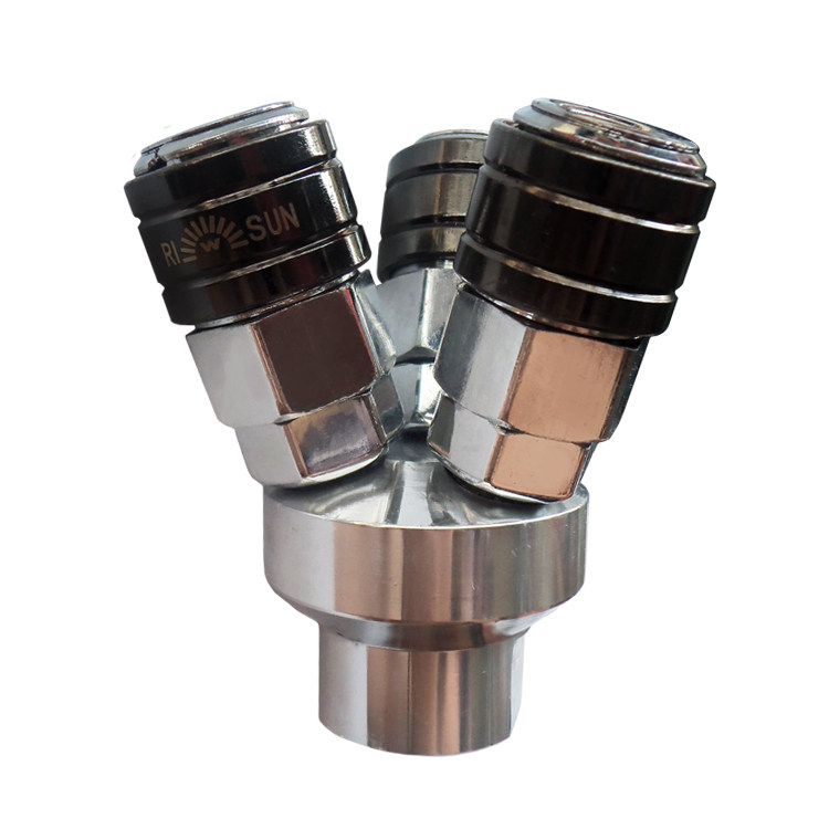 Self-locking three-pronged pneumatic joint quick three-way joint air pump air compressor plug-in Y-type three-insert gas pipe joint SMY