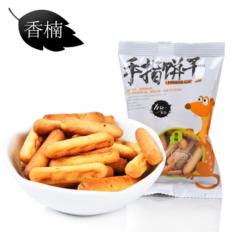 【天猫超市】香楠 手指饼干 海苔味 独立包 卡通小吃零食饼干 27g