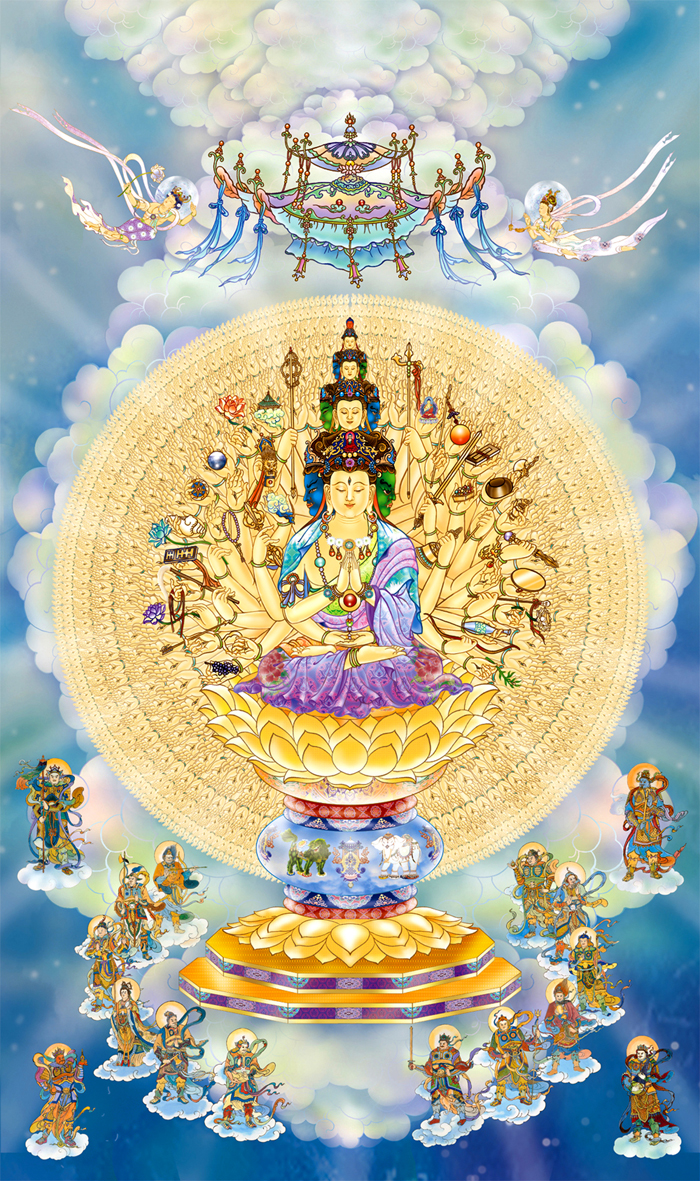 Buddhist Buddha paintings Thousand hands Guanyin Buddha statue Buddha statue hanging painting Mitaught Qiankuanyin Guanyin Tibetan Buddhist Buddha statues customized