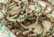  Czech Republic imported red bean mint green mixed color dissolution bronzing glass beads 5mm-5 pieces