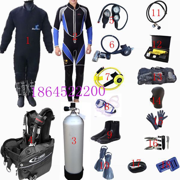 Submersible materials full range of equipment Professional scuba diving equipment full set of deep diving supplies Suction Aids Suit